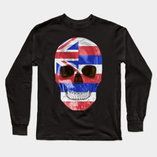 Hawaii Flag Skull - Gift for Hawaiian With Roots From Hawaii Long Sleeve T-Shirt